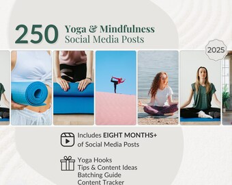 250 Yoga & Mindfulness Social Media Posts for Wellness Creator, Yoga Influencer, Yoga Instructor, Holistic Branding Kit, Mindfulness Posting