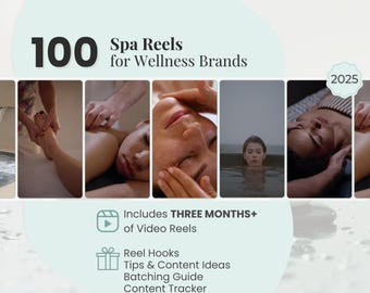 100 Spa Reels for Brands and Wellness Creators, Holistic Branding Kit, Spa Posting, Mindfulness Posting, Skincare, Massage Therapist