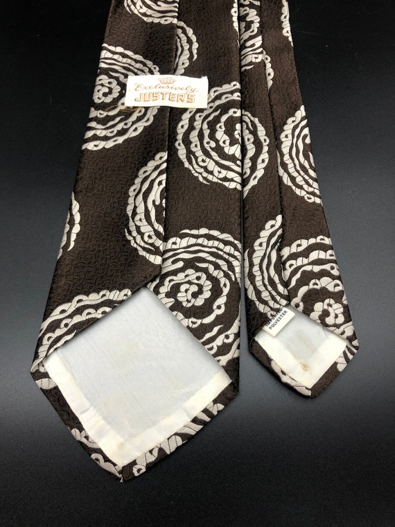 Vintage Men's Tie, Brown and White Floral Necktie - image 3