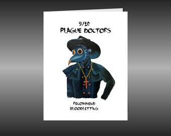 Dark Humor Blank Greeting Card, Plague Doctor, size A2 with envelope