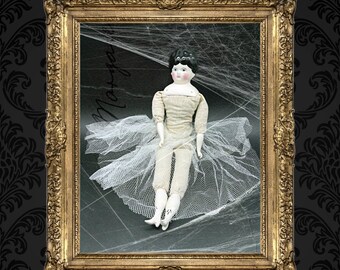 Creepy Doll Art Photo Prints, dark, antique, and vintage doll posters, spider web ballerina