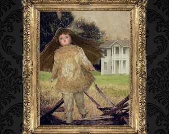 Creepy Doll Art Photo Prints, dark, antique, and vintage doll posters, spider web ballerina