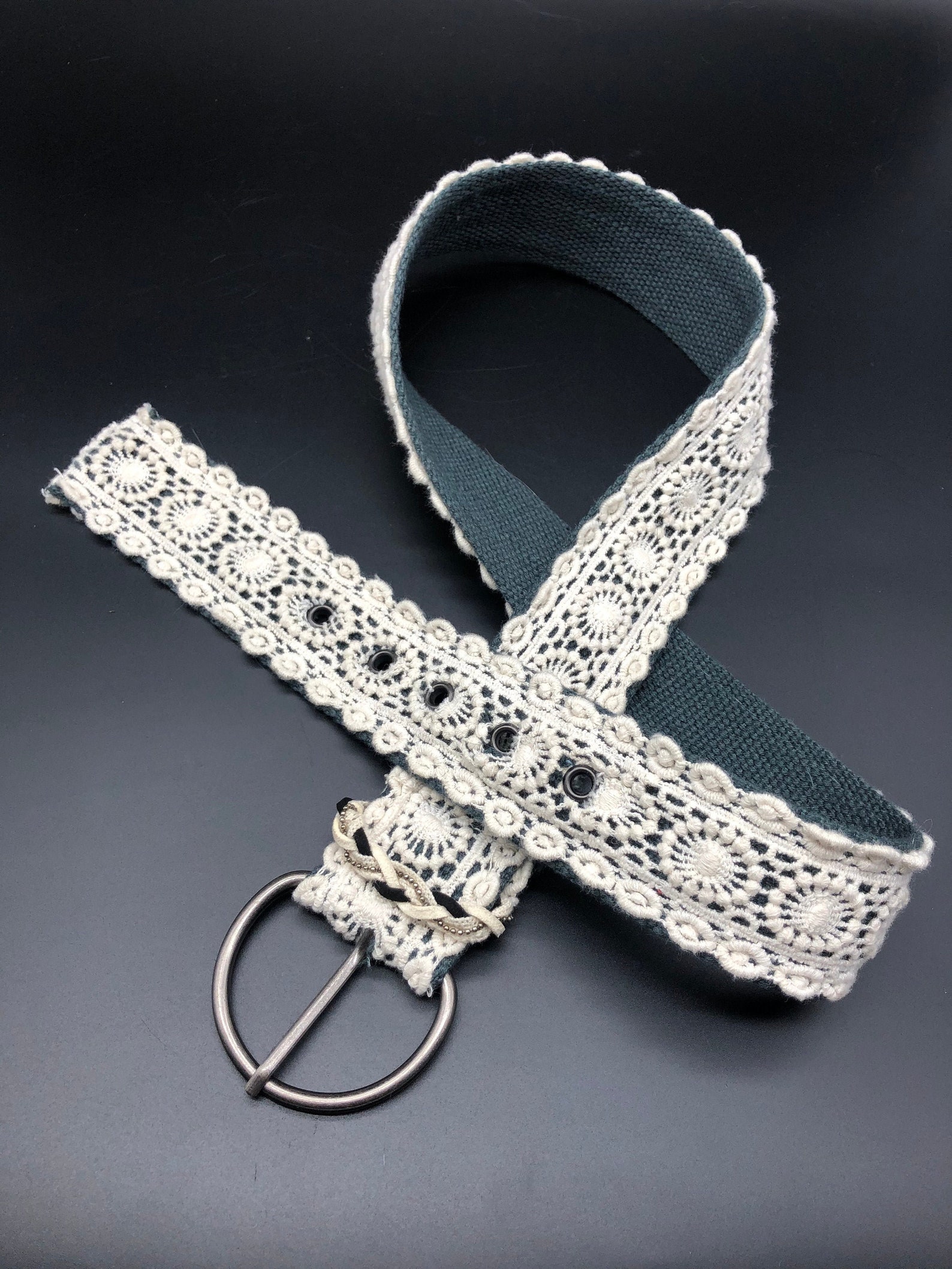 Vintage belt lace / crochet hippie / boho belt in cream with | Etsy