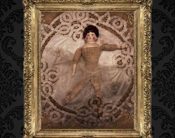 Creepy Doll Art Photo Prints, dark, antique, and vintage doll posters, spider web ballerina