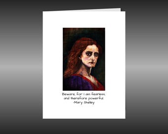 Dark Inspirational Blank Greeting Card, Mary Shelley of Frankenstein, size A2 with envelope