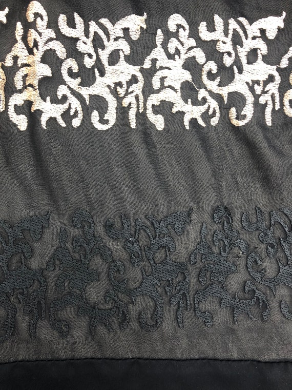 Vintage black kimono night gown, long sleeve blac… - image 7