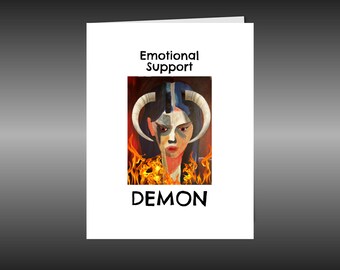 Dark Humor Blank Greeting Card, Emotional Support Demon, size A2 with envelope