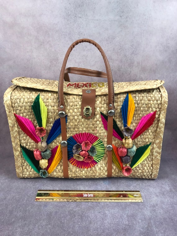 Vintage Wicker Rattan Straw Maxi Tote Bag Purse DM196 - Gem