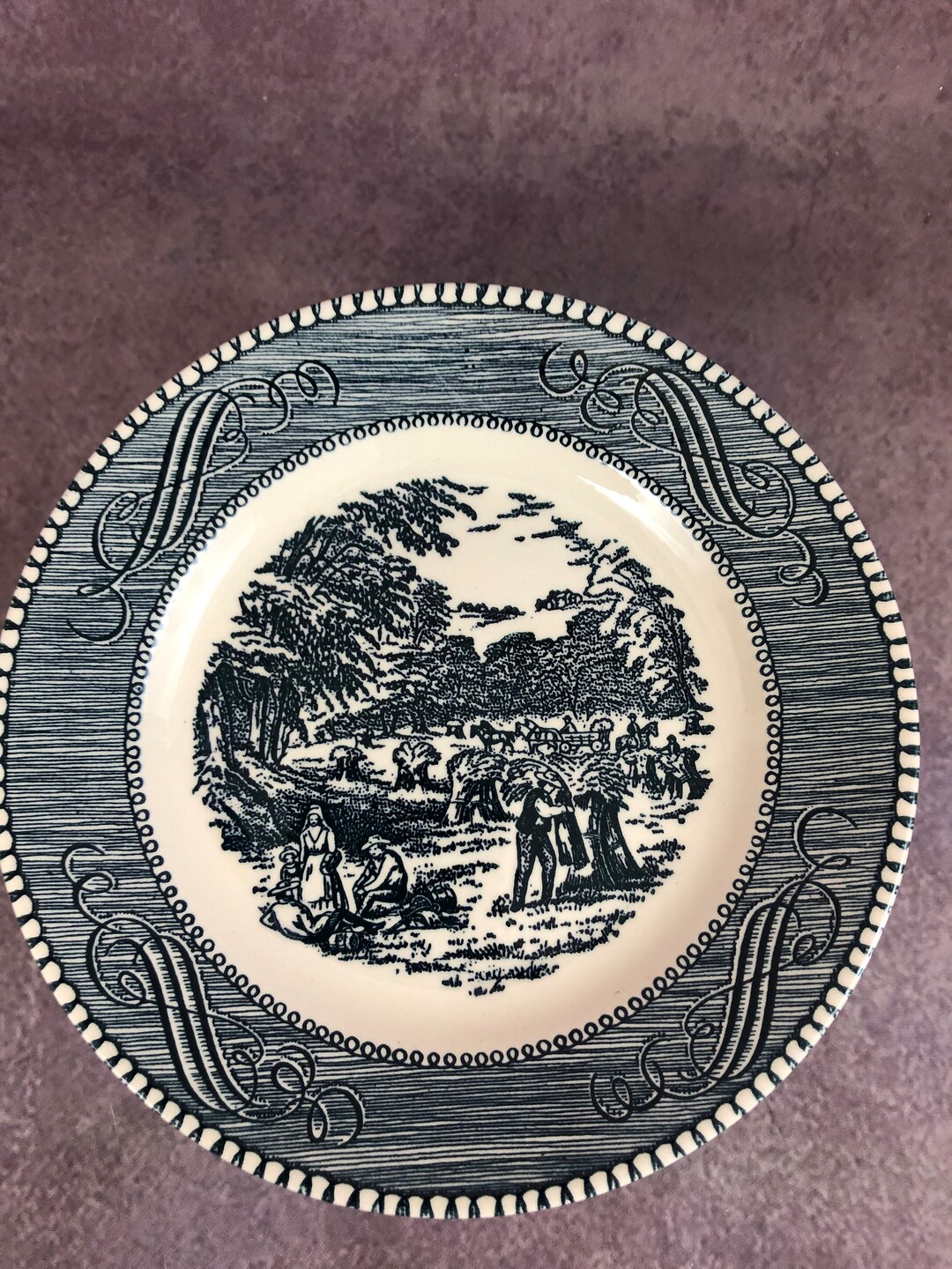Currier and Ives Bread and Butter Plates Harvest Etsy