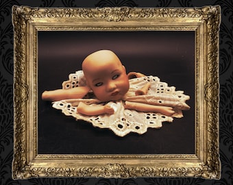 Creepy Doll Art Photo Prints, dark, antique, and vintage doll posters, spider web ballerina