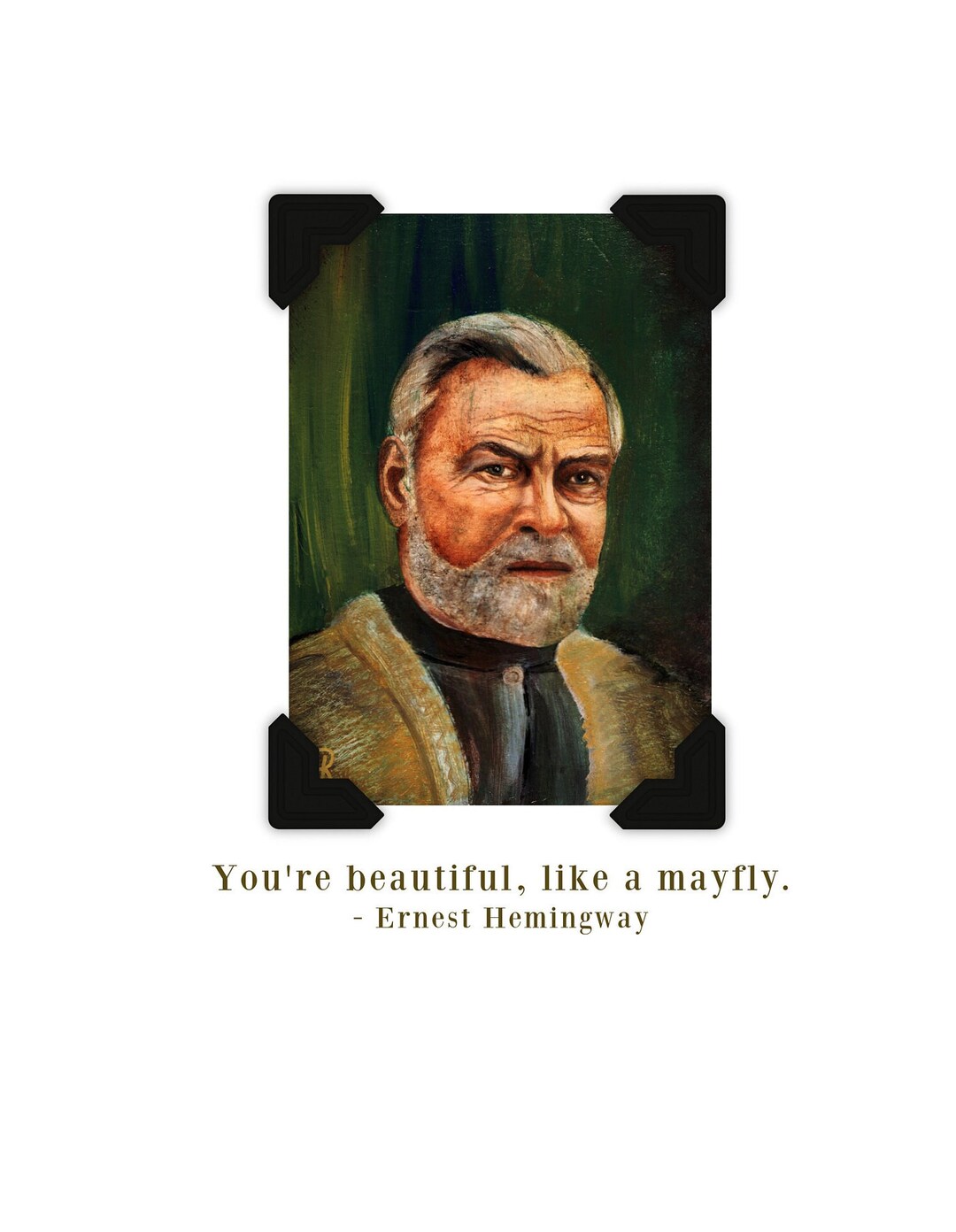Famous Quote Note Cards With Envelopes, Ernest Hemingway Portrait Blank ...