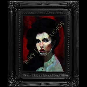 Canvas print of Amy Winehouse, from original oil painting, poster, portrait art
