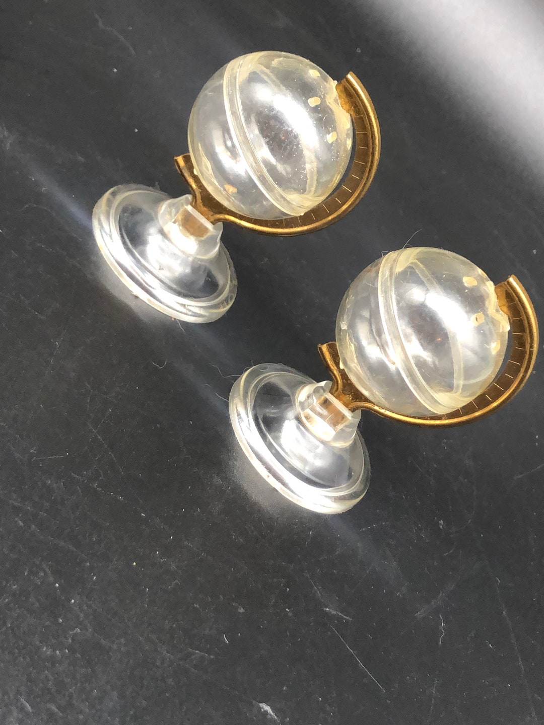 Vintage Salt and Pepper Shakers, Clear Acrylic or Lucite Globes Etsy