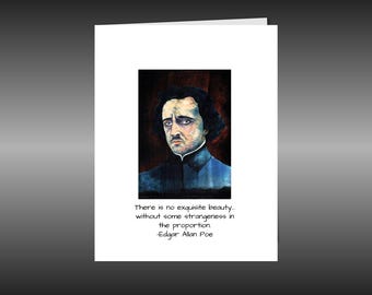 Dark Inspirational Blank Greeting Card, Edgar Allan Poe, size A2 with envelope