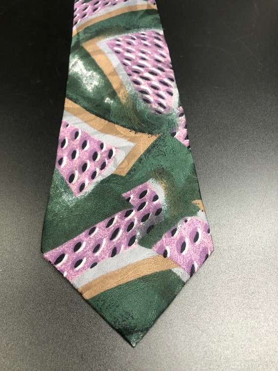 Vintage tie, green and purple or lavender