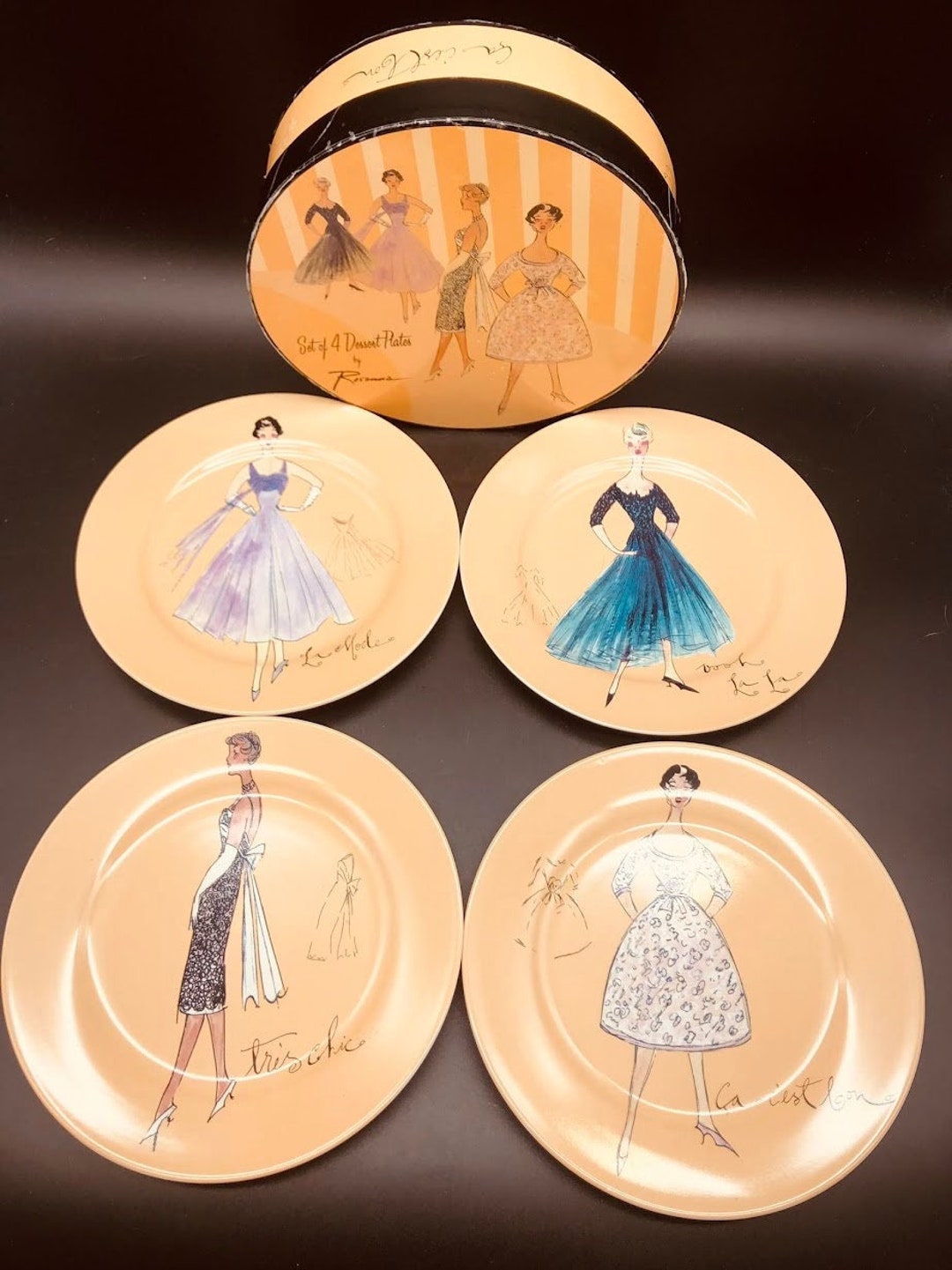 Vintage Rosanna Dessert Plates, La Mode French Fashion Rosanna Plate