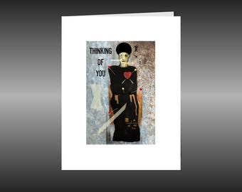 Dark Humor Blank Greeting Card, Thinking of You - Voodoo Doll , size A2 with envelope