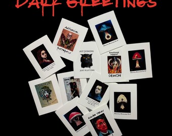 Dark Humor Blank Greeting Cards Mix and Match, size A2 with envelope