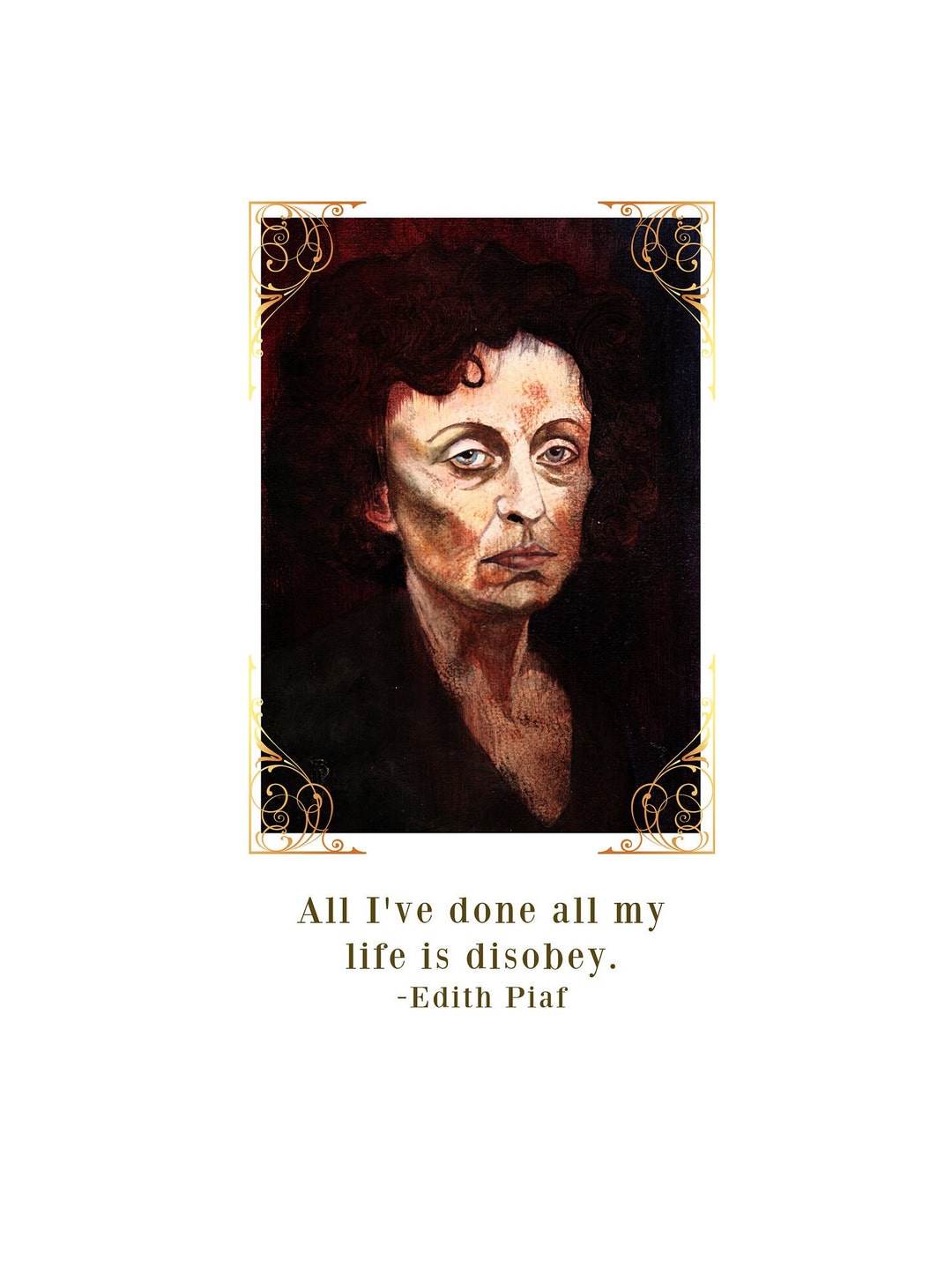 Famous Quote Note Cards With Envelopes, Edith Piaf Blank Greeting Card ...
