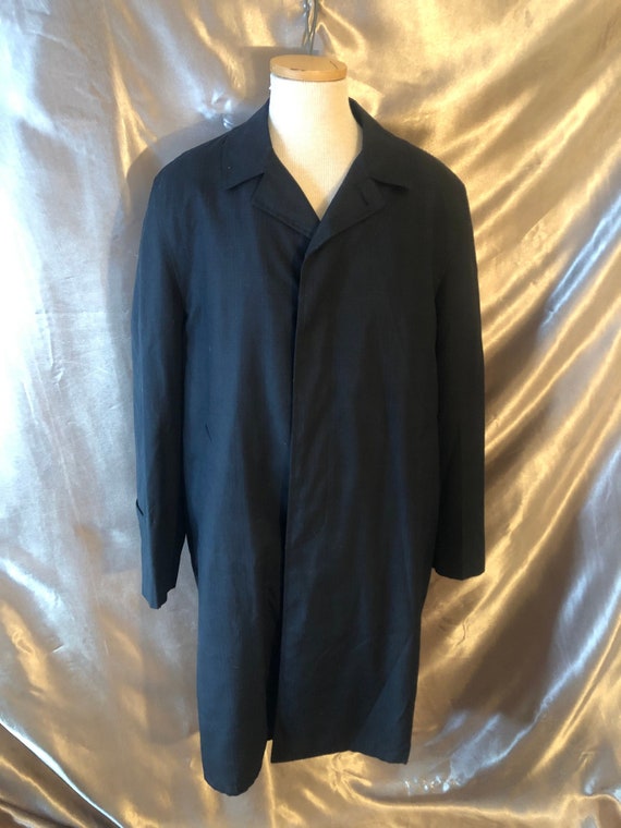 Men's Vintage Trench Coat, Lined black car coat, … - image 1