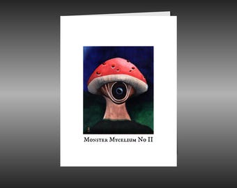 Dark Humor Blank Greeting Card, Monster Mycelium II Mushroom Card, size A2 with envelope