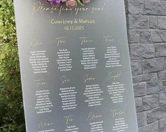 Acrylic Seating Chart – Wedding Seating chart. Please Be Seated Wedding Sign, Wedding Guests Plan, Frosted Acrylic Wedding Seating Chart