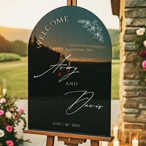 Wedding Entrance Sign, Minimalist Wedding Welcome Sign, Custom Wedding Sign, Black Acrylic Wedding Sign, Arch Wedding Decor, Welcome Wedding