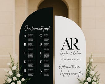 Wedding Sign Bundle, Half Arch Acrylic Welcome Sign and Black Seating Chart