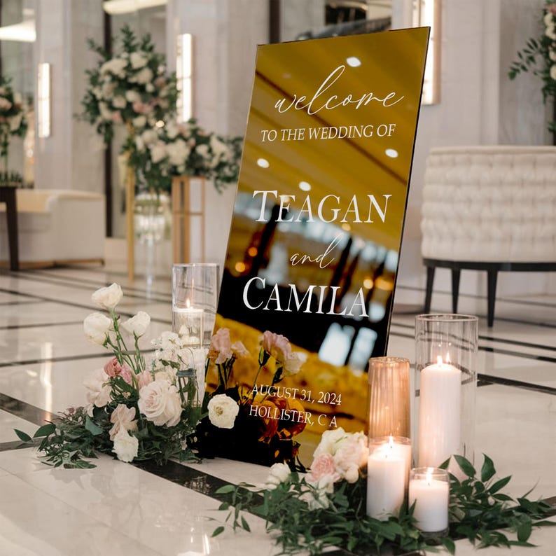 Acrylic Gold Mirror,Gold Mirror Signs,Acrylic Wedding Sign,Ceremony Sign,Modern Wedding Sign,Wedding Decoration,Wedding Gold Decor,Wedding Reception,Wedding Custom Sign,Wedding Signage,Wedding Signs,Gold Mirror Acrylic,Arched Welcome Sign