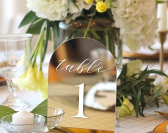 Gold Mirror Acrylic Wedding Table Numbers – Modern Reception Decor