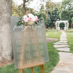 Letrero de arco personalizado con plano de asientos - Exhibidor de asientos de acrílico de lujo para bodas - Espejo dorado, plateado y oro rosa - Letrero de recepción grande