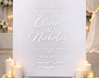 Custom Acrylic Wedding Welcome Sign – 3D Name, Modern Ceremony