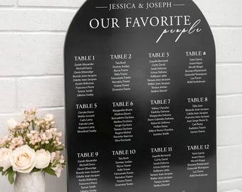 Black Acrylic Wedding Seating Chart | Modern Reception Sign