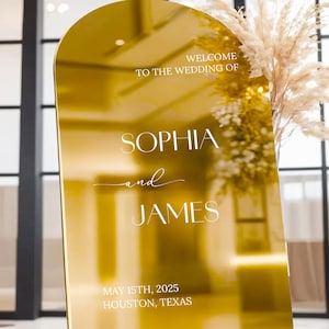 Gold Mirror Wedding Sign - Personalized Welcome Sign - Mirror Wedding Ceremony Sign - Acrylic Wedding Sign - Reception Signage