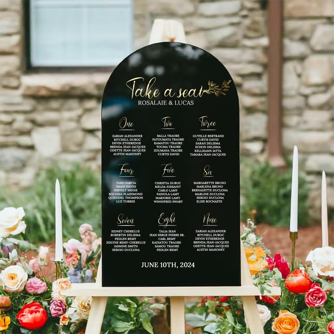 Seating Chart Numbers Take a Seat Black Seating Chart Wedding, Minimalist Wedding Seating ...