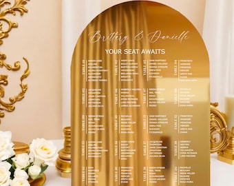 Mirror Gold Arch Acrylic Seating Chart Sign - Wedding Sign - Seating Chart - Wedding Stationery - Reception Signage - Event Seating Plan