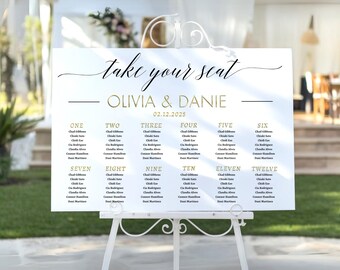 Custom Acrylic Wedding Seating Chart Sign | UV Printed