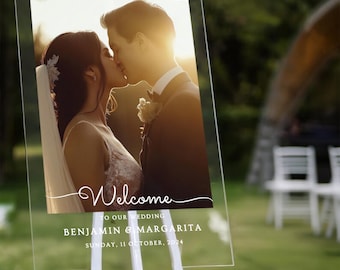 Custom Photo Acrylic Wedding Welcome Sign | Modern Reception Decor
