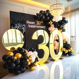 Espejo de piso extragrande acrílico con letras o números de 58 a 109 cm de alto. Decoración de fondo para bodas, cumpleaños y fotomatón. Dorado, plateado y oro rosa.