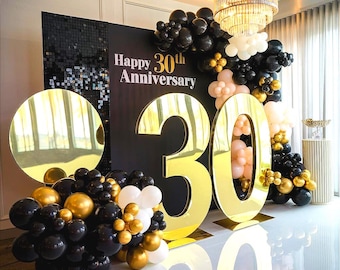 Extra Large Floor Mirror Acrylic Letter or Number-23” to 43” Tall Backdrop Decor for Weddings, Birthdays, Photo Booth -Gold/Silver/Rose Gold