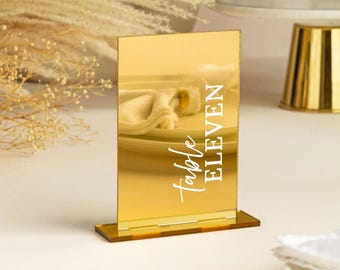 Gold Mirror Acrylic Table Numbers – Modern Wedding Decor