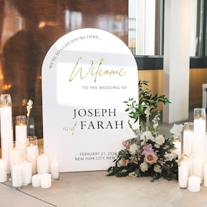 Wedding Welcome Sign Acrylic, Welcome To Our Wedding Sign, Modern Gold Acrylic, Personalised Wedding Decoration, Entrance Sign,