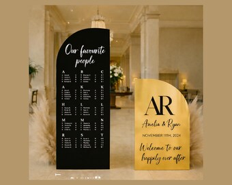 Black Gold Acrylic Wedding Sign Bundle, 3D Letter Welcome Seating Chart