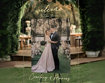 Custom Acrylic Photo Wedding Welcome Sign – 3D Laser Cut Lettering