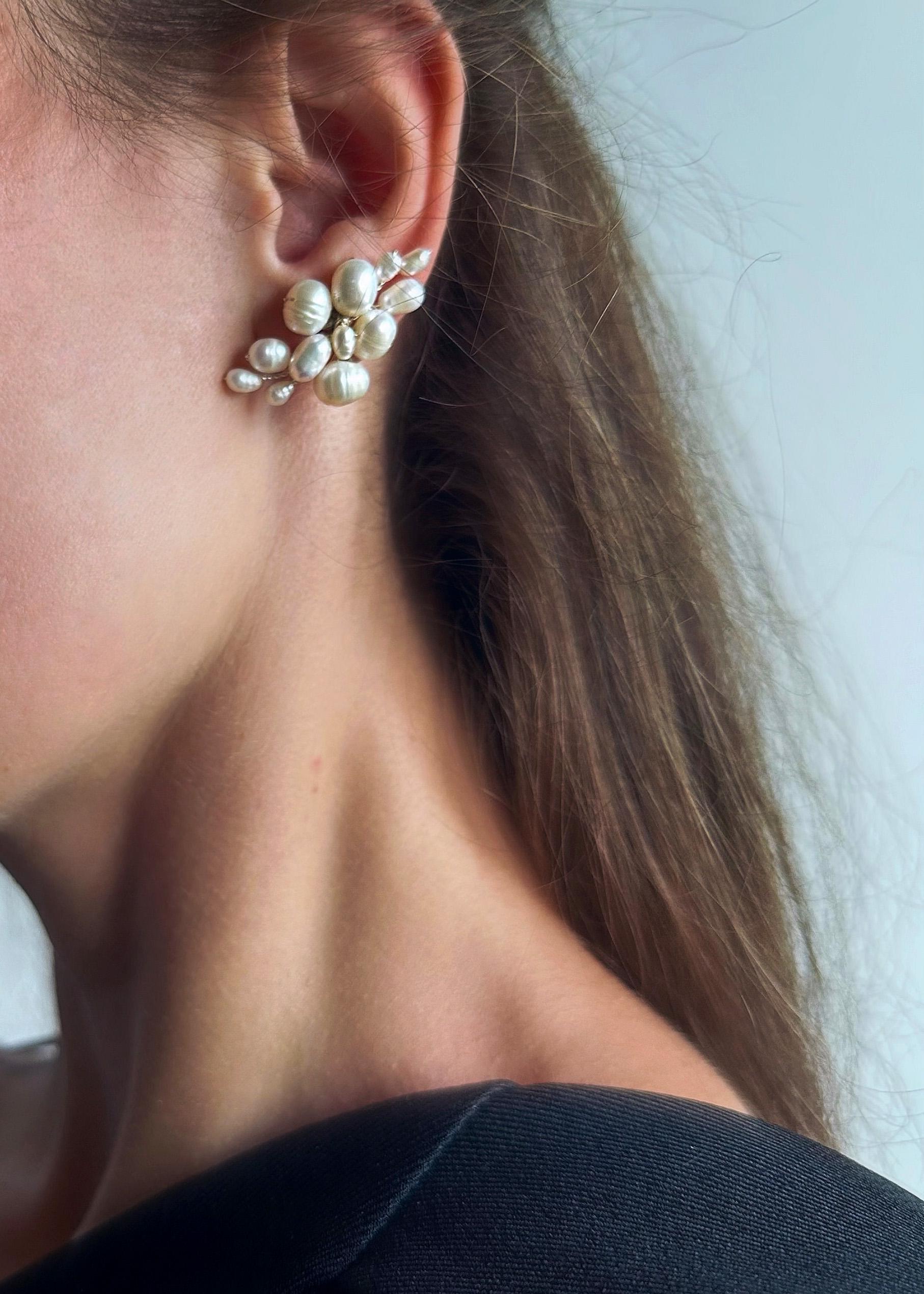 REAL Pearl Clip On Earrings Non-Pierced Pearl Cluster Earrings Pearls Clip Earrings Genuine Vintage Fresh Water Pearl Earring Clip Earrings