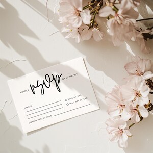 Tarjeta de respuesta de boda minimalista / Tarjeta de respuesta imprimible de 3,5 x 5 o 4 x 6 / Diseño moderno simple / Respuesta de respuesta / Plantilla editable / PMP06