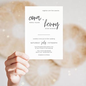 Convite de casamento minimalista | Convite moderno para impressão de 5"x7" | Download instantâneo | Modelo editável simples faça você mesmo | Cerimônia de casamento | PMP06