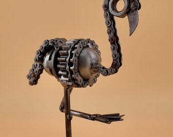 Metal Flamingo Sculpture- Bird Lover - Scrap Metal Art- Natural Gift Idea- Bird Welding Art