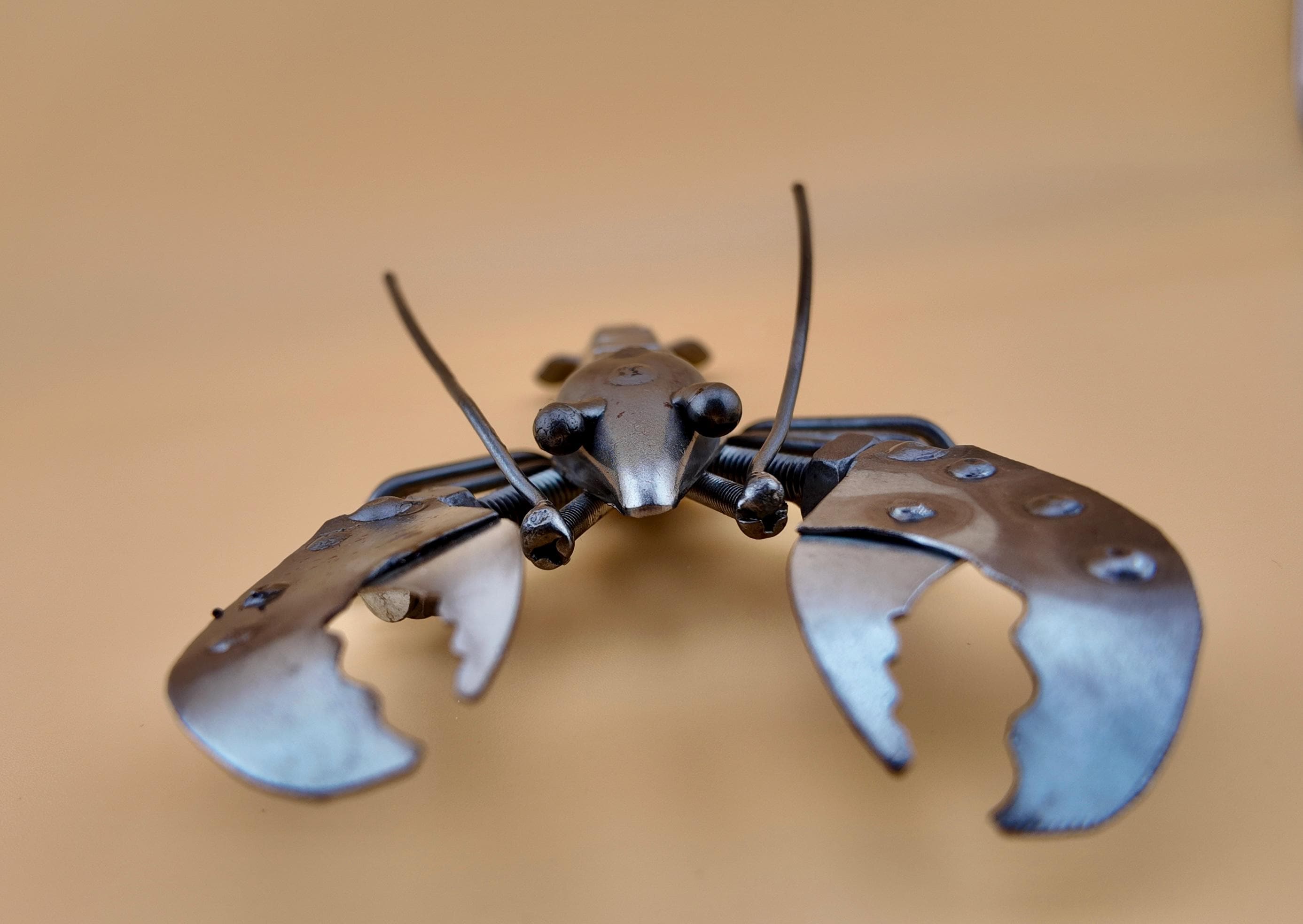 Metal Lobster Sculpture- Marine Lover - Scrap Metal Art- Natural Gift Idea- Ocean Welding Art