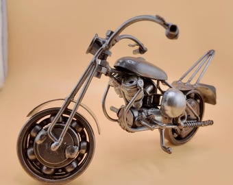Upcycled Metal Motorcycle Sculpture – Moto Welding Art